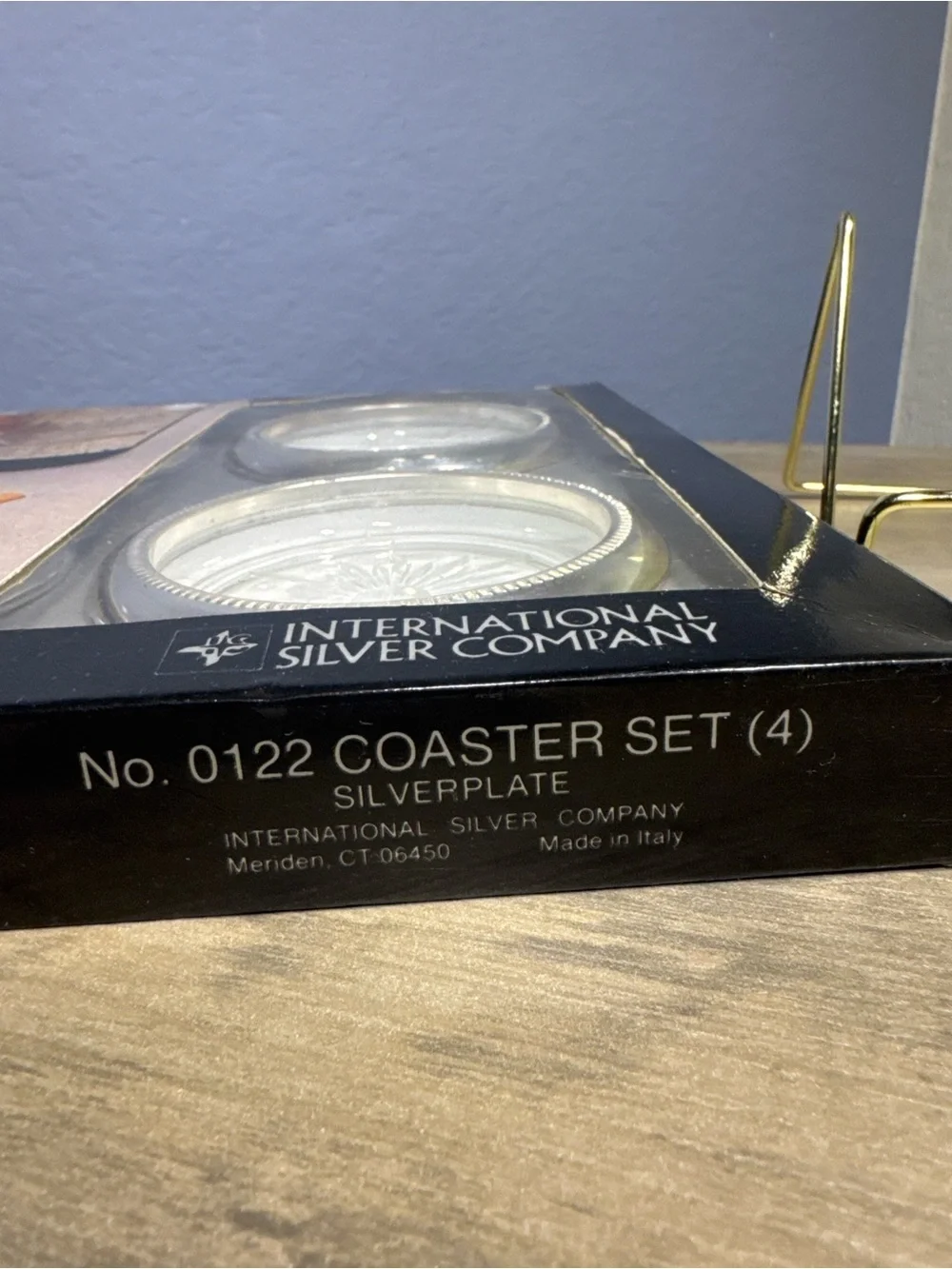 Vintage NOS International Silver Italy Silverplate Coaster Set 4 Boxed